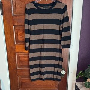 Elegant Striped Long Sleeve Dress